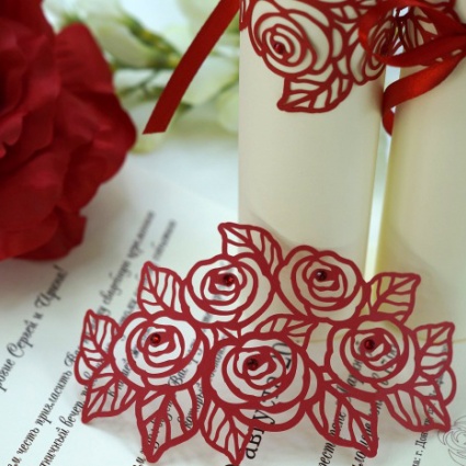 Приглашение - свиток "Красные розы"